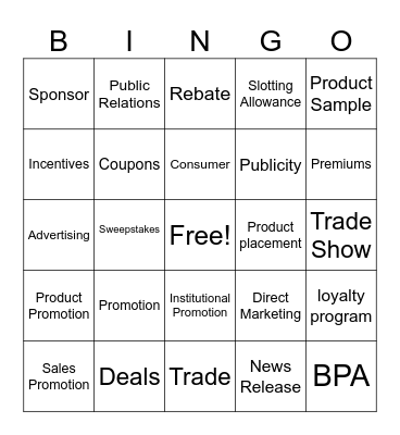 Promotional Concepts Bingo Card