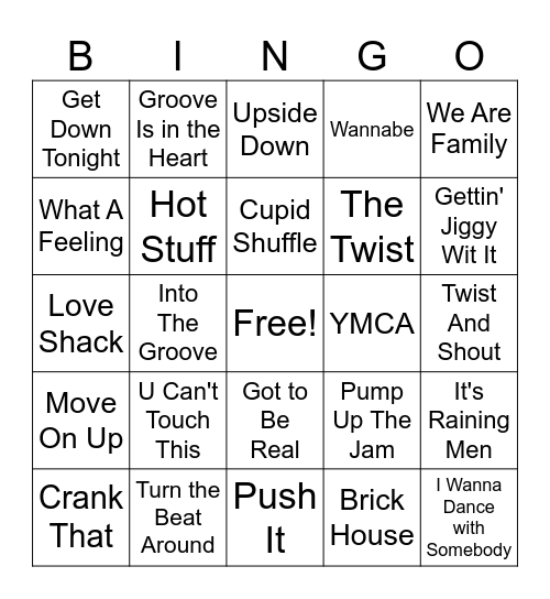 Top Dance Songs of All Time Bingo Card