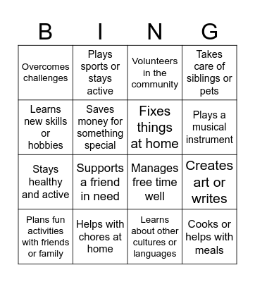 Strengths Bingo Card