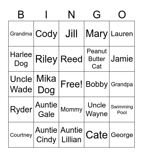 Jamie walker Bingo Card