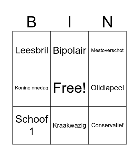 'De Verwarring' - Stoelendansdiscobingoshoowww Bingo Card