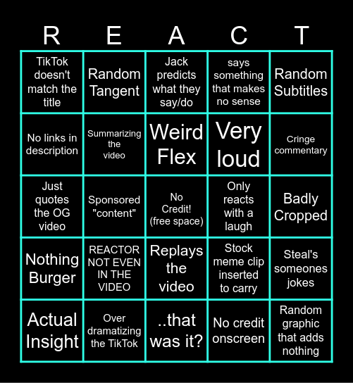 Bad Reactor Bingo Card