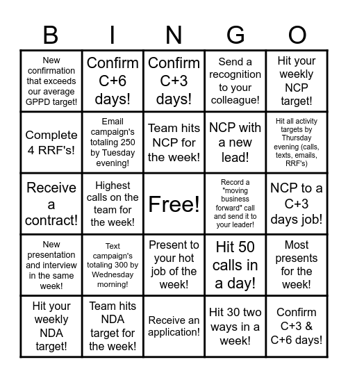 PR Bingo card Bingo Card