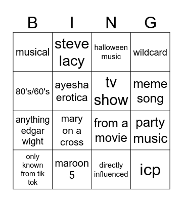 chaz 2023 Bingo Card