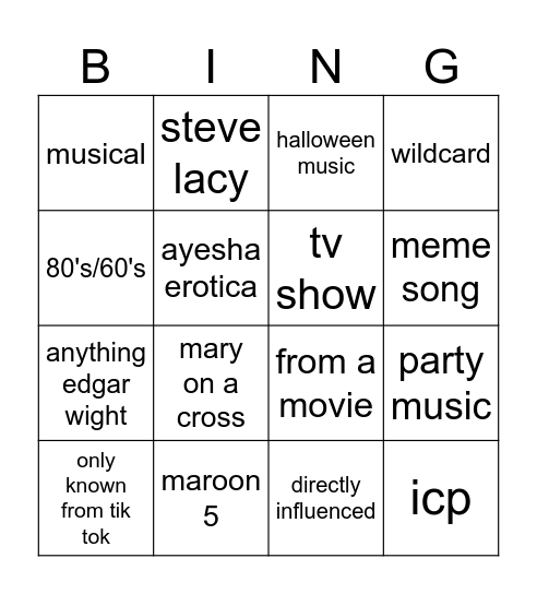 chaz 2023 Bingo Card