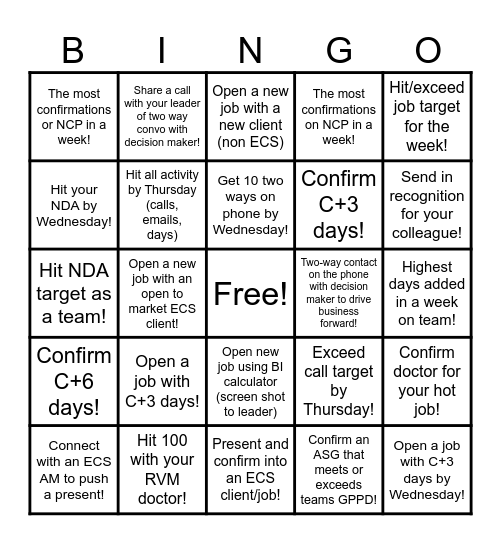 CR Bingo Card