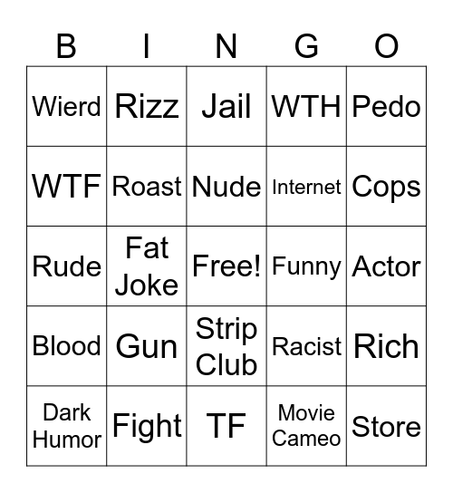 Family Guy Bingo Card