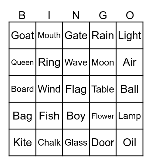 Vowels (long, short) and Diphtongs Bingo Card