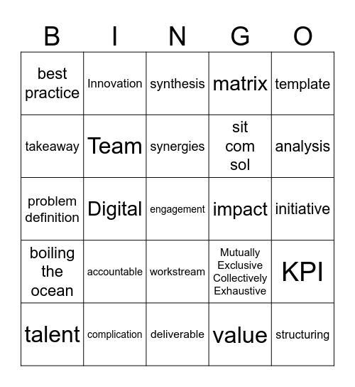 Consulting Bingo Card
