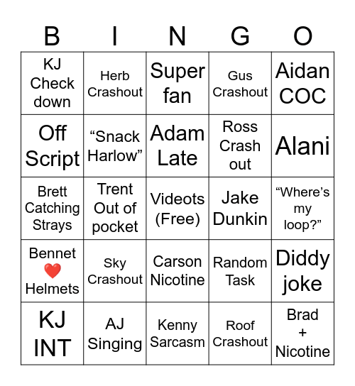 UCF EQ Bingo Card