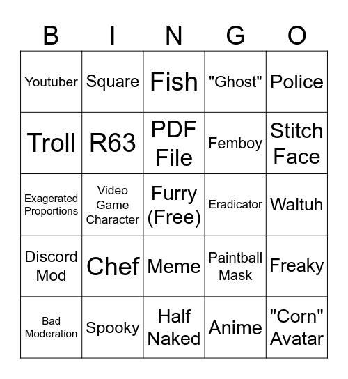 Roblox Player Bingo Card