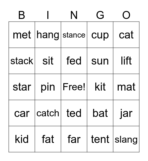 Initial Phonemes Bingo Card