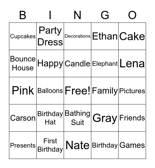 Happy Birthday Lena Bingo Card