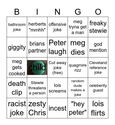 Family Guy BIngo Card
