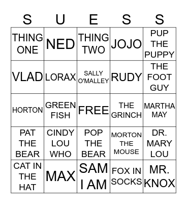 Dr. Suess Bingo Card