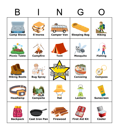 Camping Bingo Card