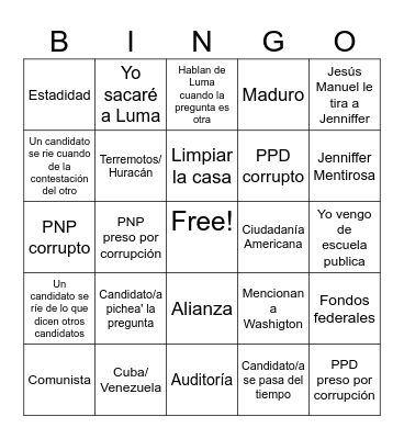 Elecciones 2024 Bingo Card