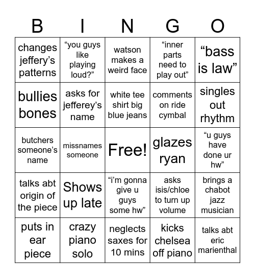 Palacio Clinic Bingo Card