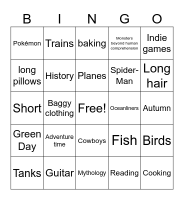 What interests do you share with trains guy Bingo Card