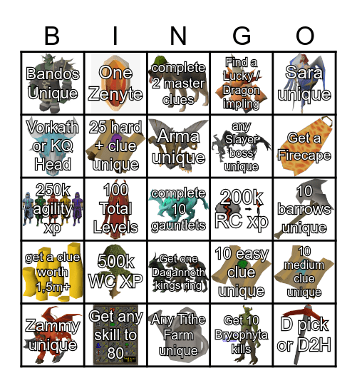 OSRS Bingo Card