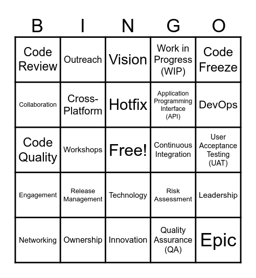 Mobile Team Building BINGO Card