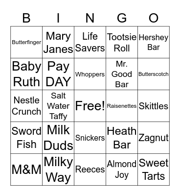 Candy Bingo Card