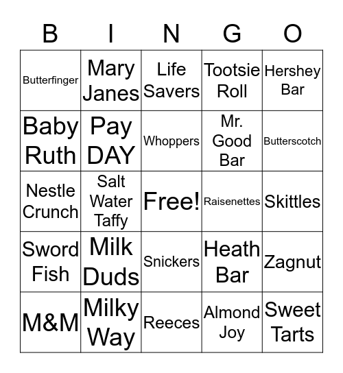 Candy Bingo Card