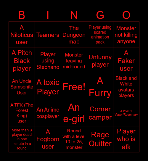 Pillar Chase 2 BINGOOOOOOOOOOO Bingo Card