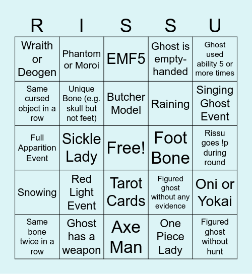 Rissu Bingo v3 Bingo Card