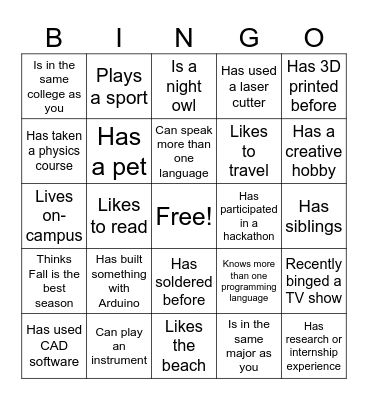 Find someone who... Bingo Card