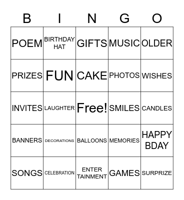 BIRTHDAY BINGO Card