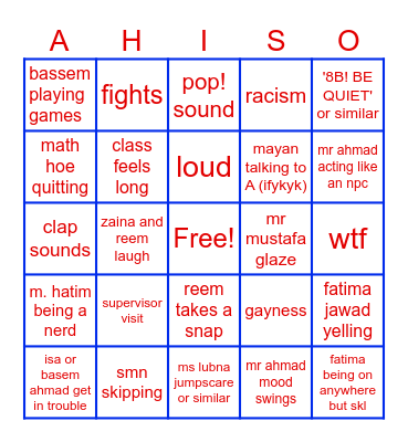 8B BINGO Card
