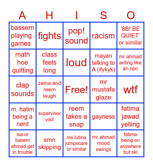 8B BINGO Card