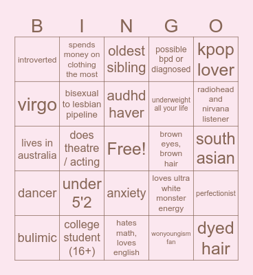 jacquelines' bingo :3 Bingo Card