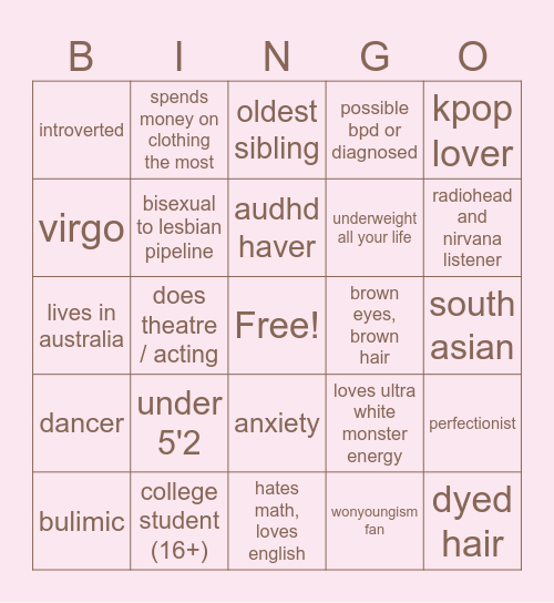 jacquelines' bingo :3 Bingo Card