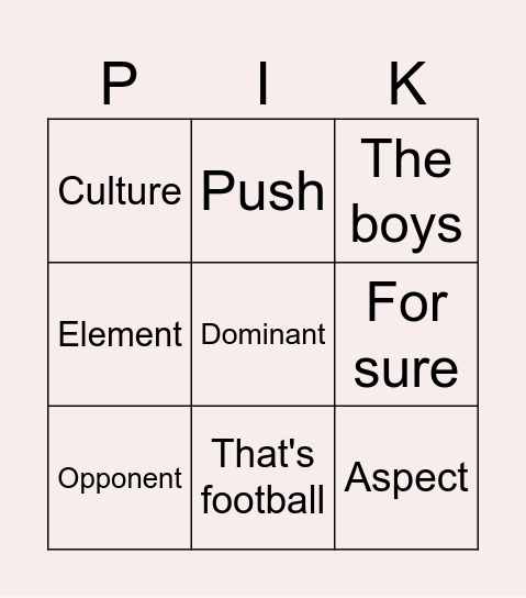 Brian Priske bingo Card