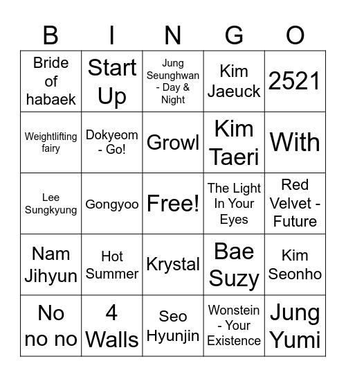 Bingo Joohyuk Bingo Card