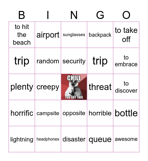 Vocabulary Chapter 1 Bingo Card