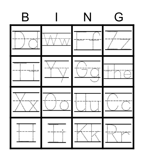 Alphabet and Heart Word Bingo Card