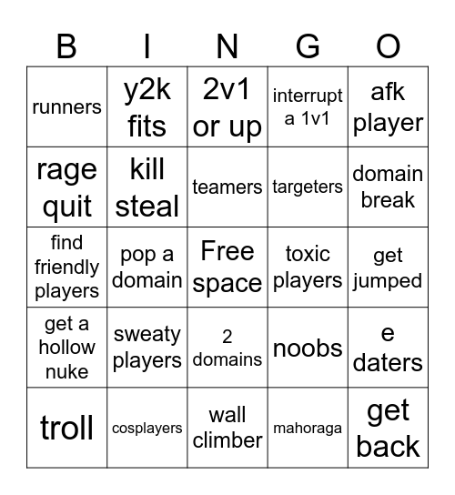 JJS BINGO Card