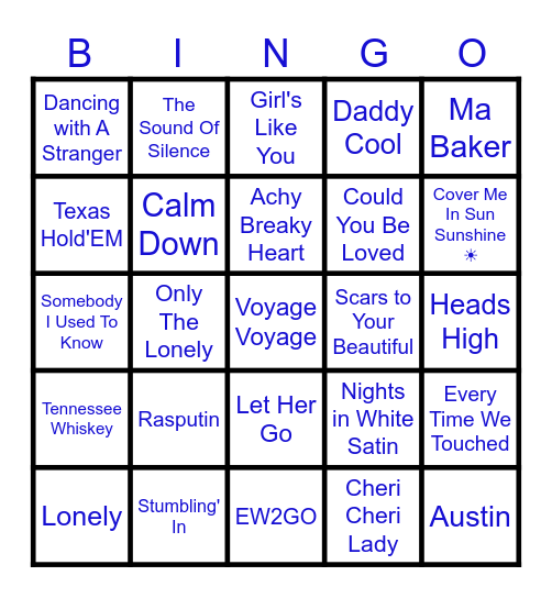 October Bash Music Bingo Card