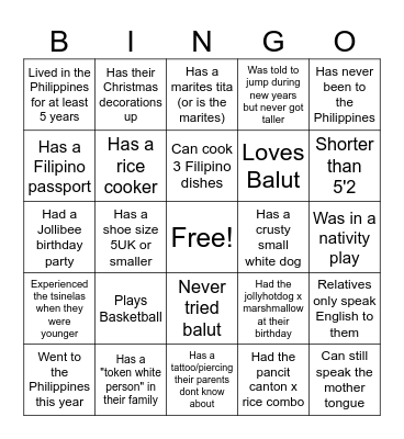 Brighton FilSoc Bingo Card