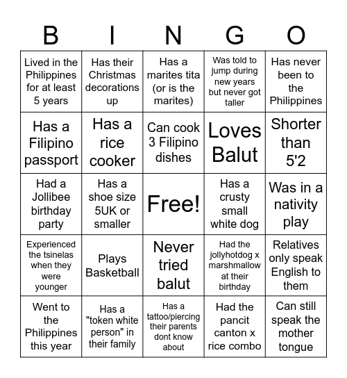 Brighton FilSoc Bingo Card