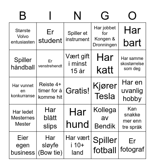Finn gjesten i bryllupet! Bingo Card