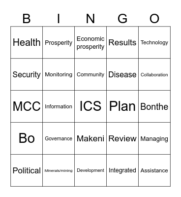 ICS Bingo!! Bingo Card