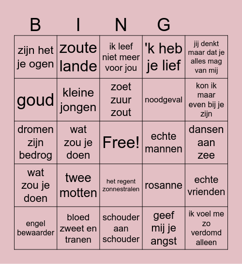 nederlandstalig Bingo Card