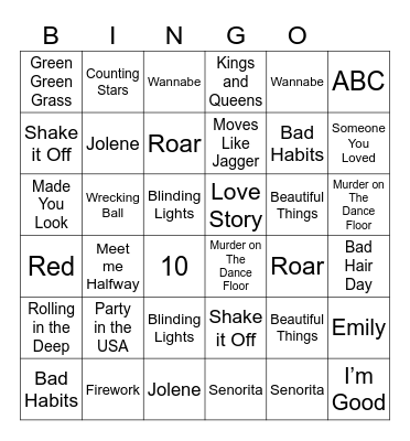 Music Bingo Card