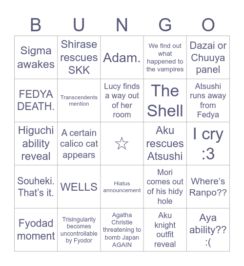 BSD 119 Bingo Card