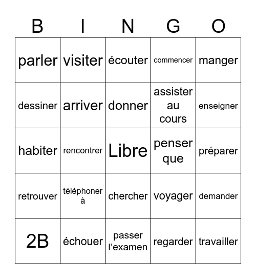 Regular -er verbs Units 1& 2 Bingo Card