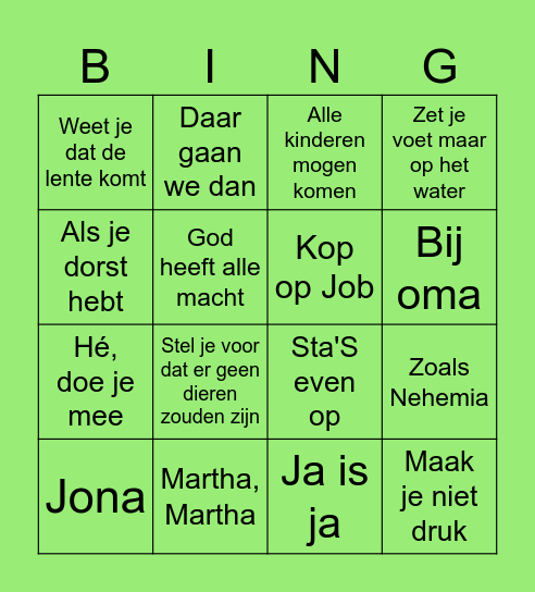 Muziek bingo Card